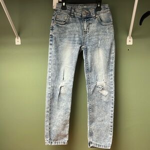 Wonder nation boys size 7 slim, light colored jeans, distressed, EUC